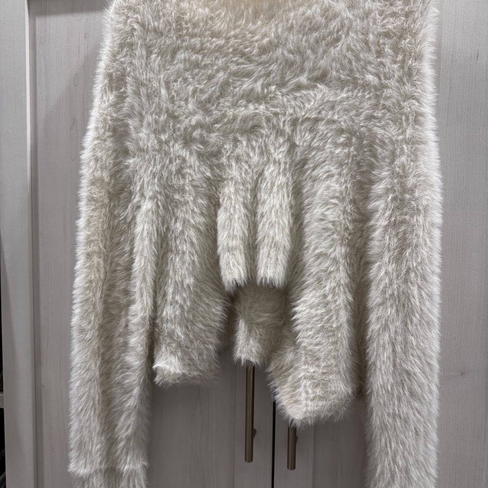 Free People Cream Fuzzy Sweater